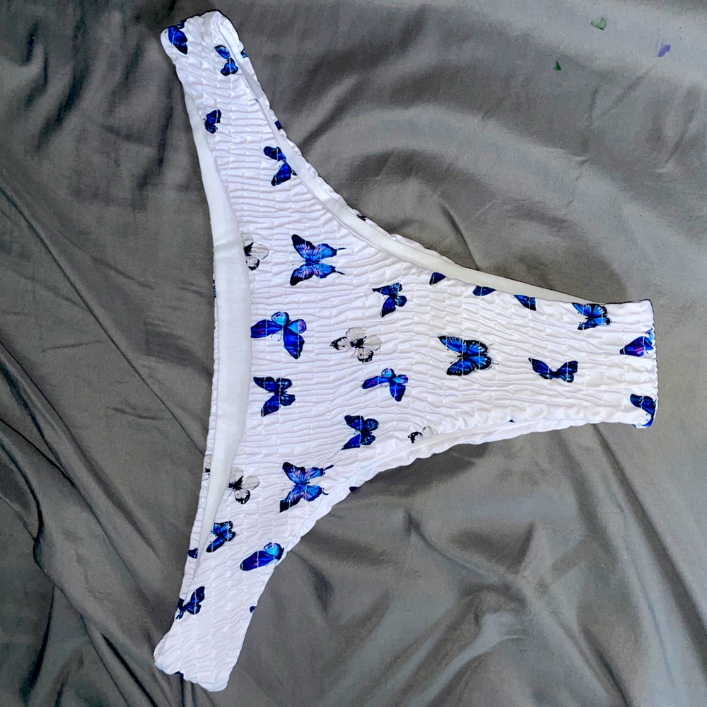 White butterfly bathing suit bottom